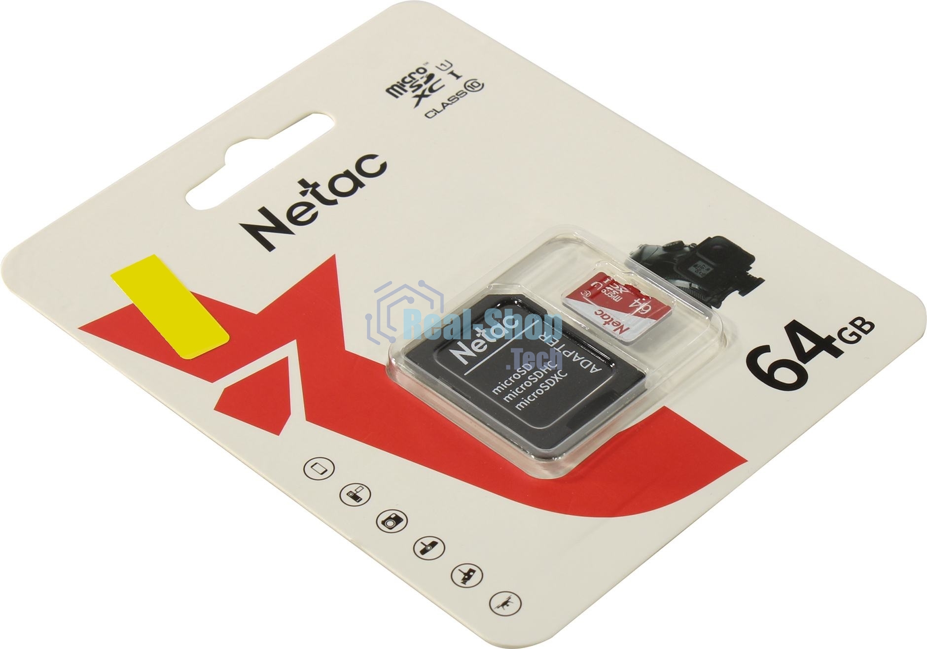 Флеш карта Netac P500 ECO 64Gb MicroSDXC U1/C10 up to 80Mb/s, retail pack with SD Adapter