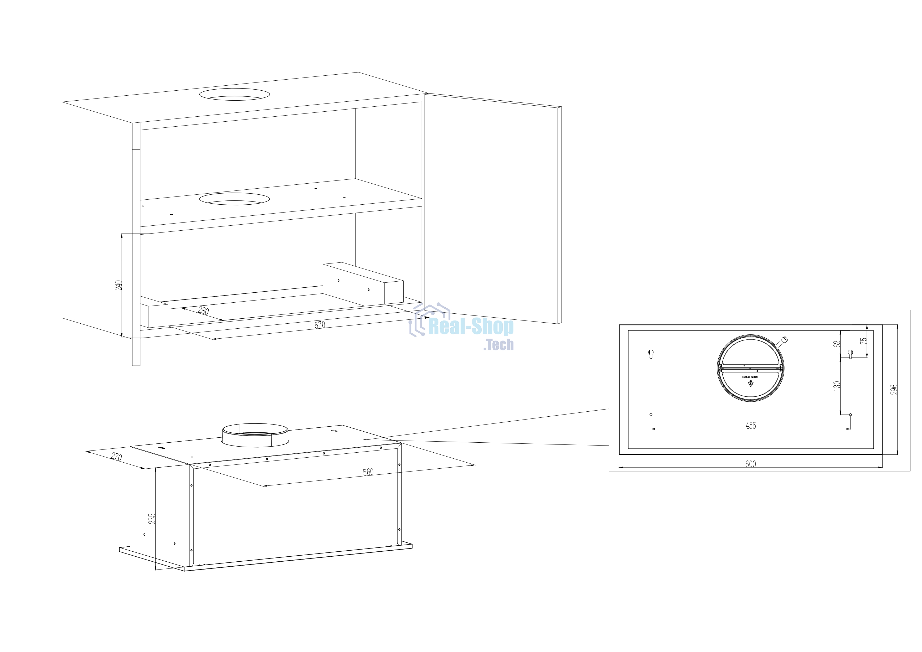 Вытяжка встраиваемая Kuppersberg Inpush 60 B черный, 60 см, 780 куб. м/ч, 62 дБ