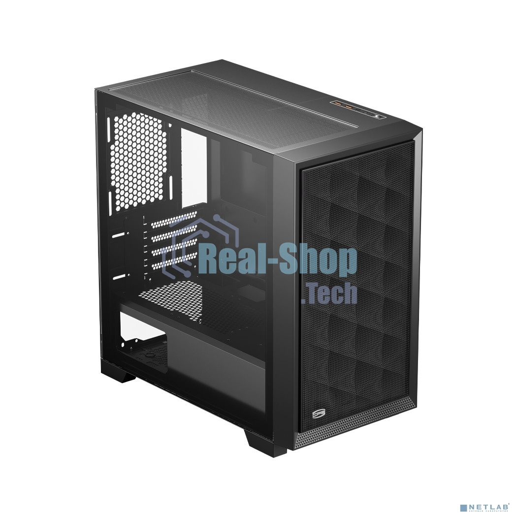 Компьютерный корпус без блока питания PCCooler C3D310 BK, Mesh Mid Tower, Black, TG, 0.6 SPCC, no fans mATX, mITX 165/350/200мм 3x2.5