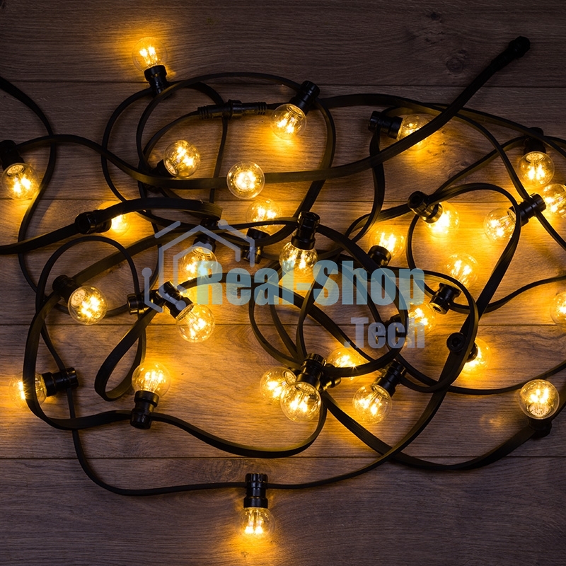 Гирлянда Neon-night LED Galaxy Bulb String 10м, черный каучук, 30 лампx6 LED теплый белый, влагостойкая IP65