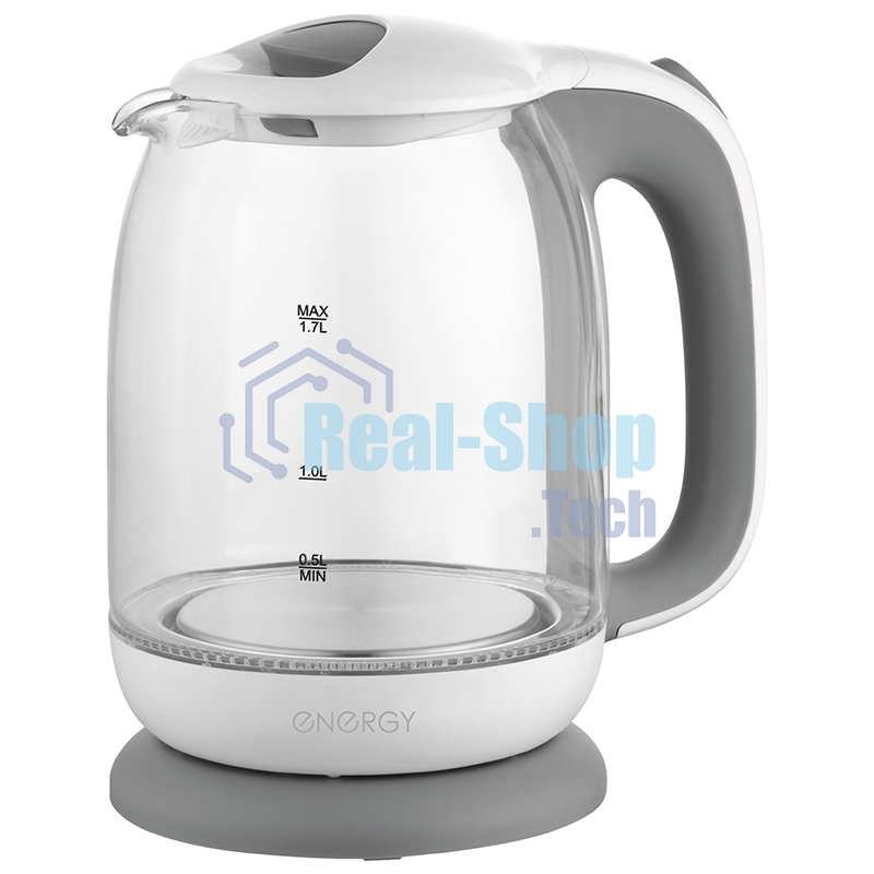 Чайник Energy E-281 1.7 л, стекло, бело-серый (005210)