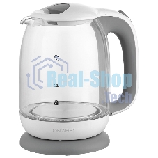 Чайник Energy E-281 1.7 л, стекло, бело-серый (005210)