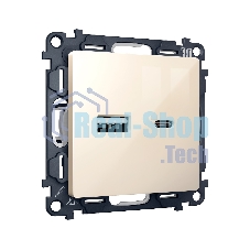 Комплект механизма розетки ALFA Бежевый глянец 2USB A+C 20W (быстрая зарядка) QUANT (AP3110, VM177) MA311010
