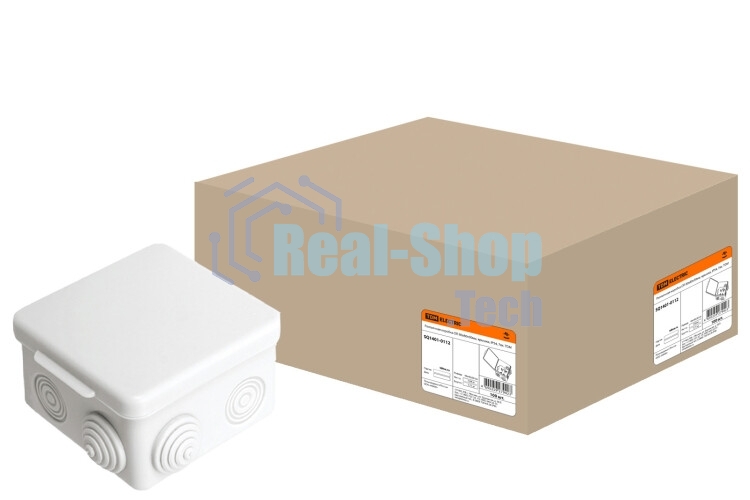 Распаячная коробка ОП 80х80х50мм, крышка, IP54, 7вх. | SQ1401-0112 | TDM
