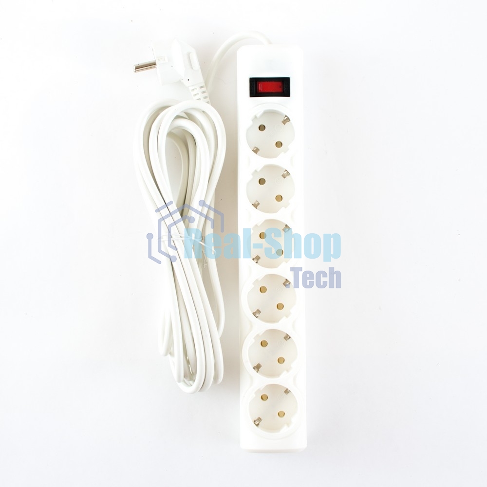 Сетевой фильтр Defender DFS 155 5.0 m, 6 розеток, белый