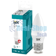 Лампа светодиодная LED 9Вт 230В 4000К E27 свеча LLE-C35-9-230-40-E27 IEK