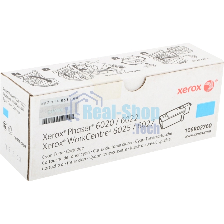 Картридж лазерный Xerox 106R02760 голубой для Phaser 6020/22/WC 6025/27 (1000 стр.)(Channels)
