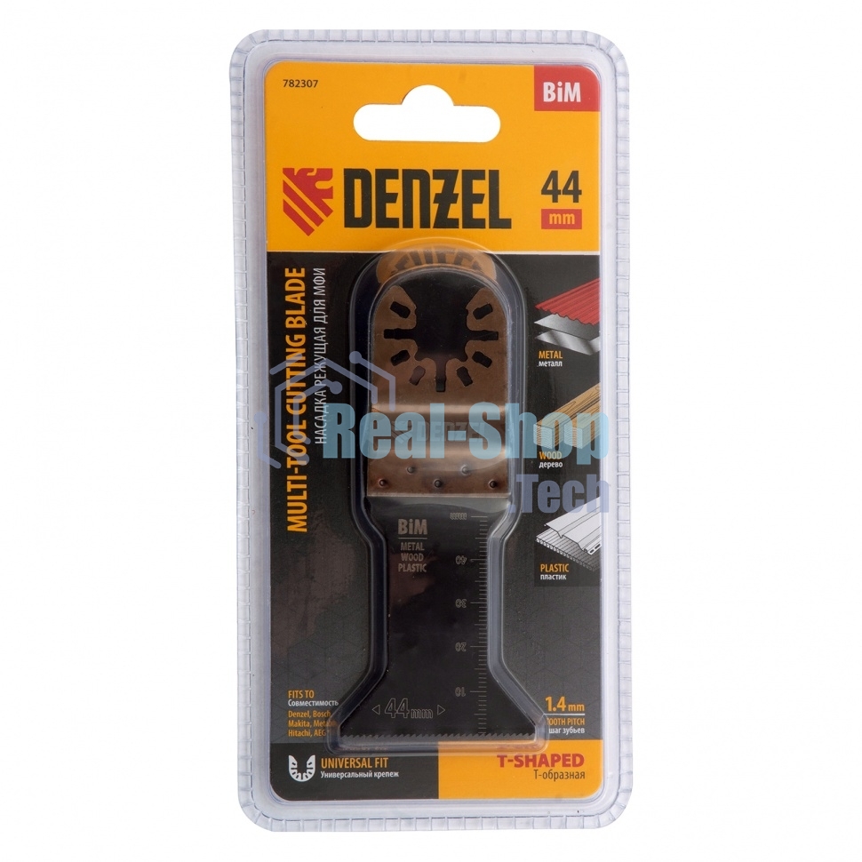 Насадка для МФИ Denzel режущая Т-образная, BiM, по металлу и дереву, 44 x 1,4 мм, мелкий зуб