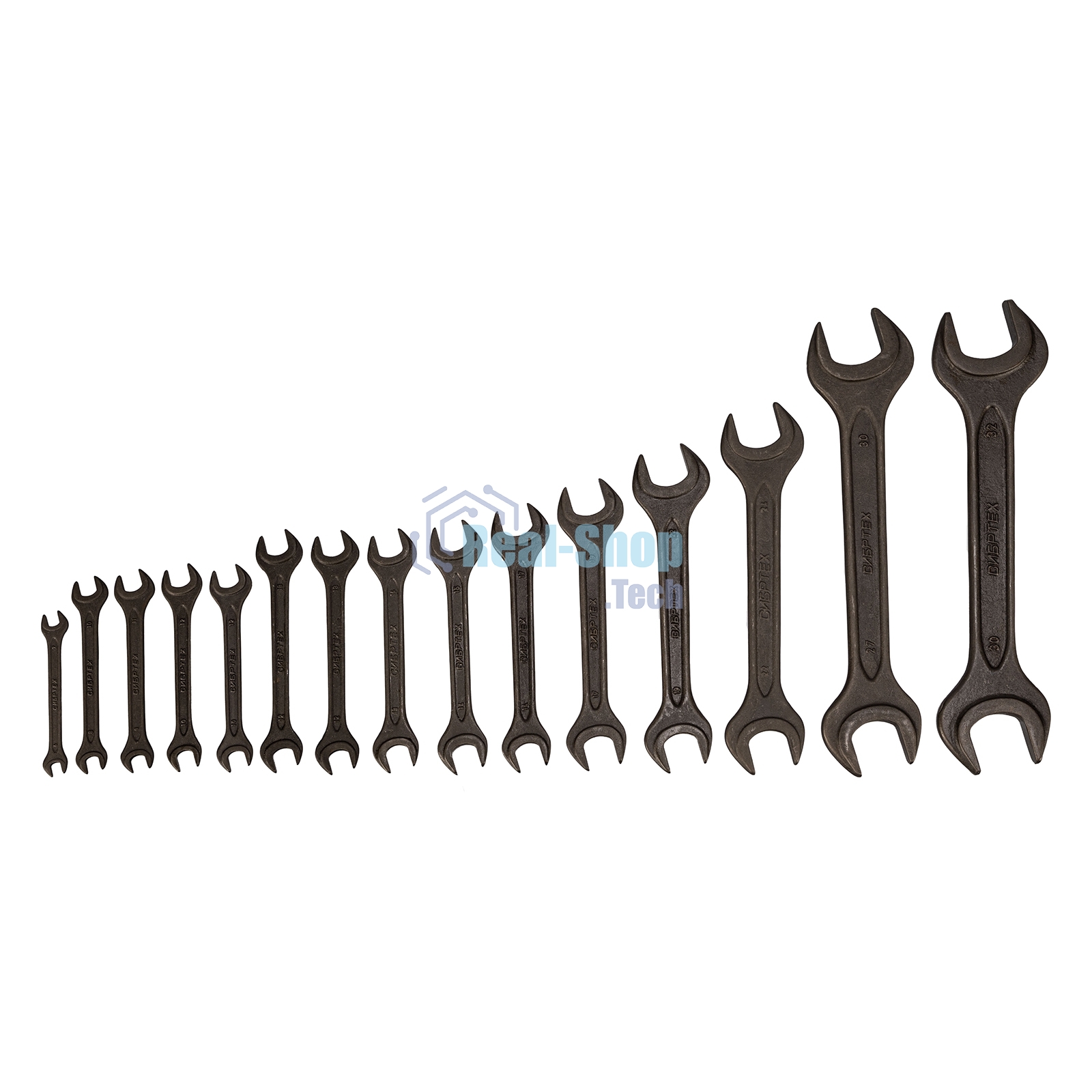 Набор ключей рожковых Сибртех, 6 - 32 мм, 15 шт., CrV, фосфатированные