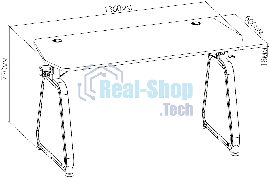 Стол игровой Cactus CS-GMD-BK-RGb столешница МДФ, черный каркас черный 136x60x75 см
