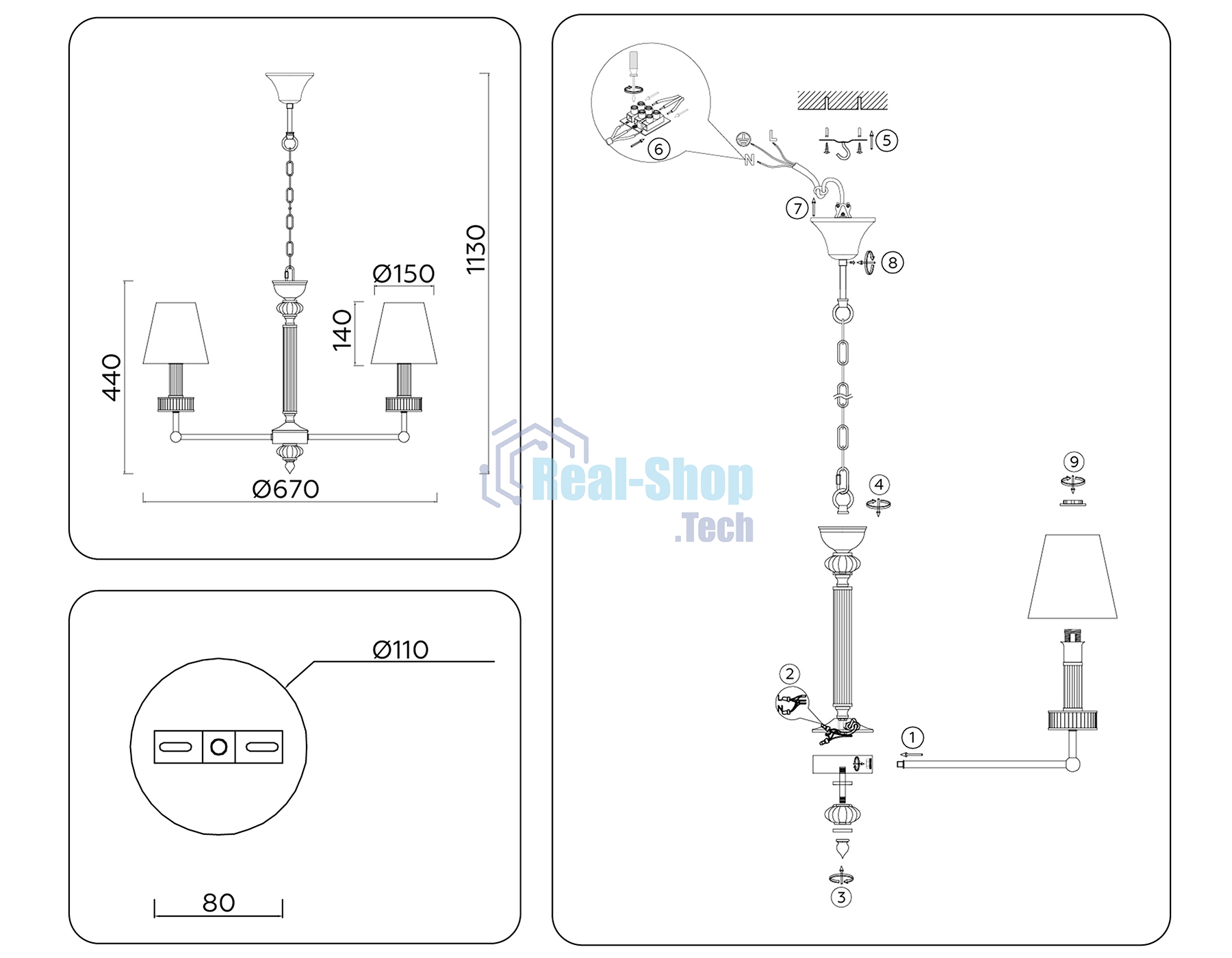 Люстра Ambrella light LH71021/5 BS/WH латунь/белый E14*5 max 40W D670*1130