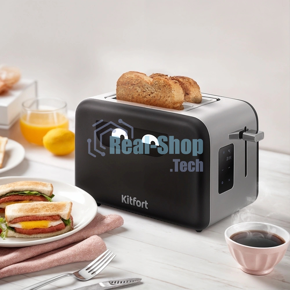 Тостер Kitfort КТ-6497 850Вт черный/стальной