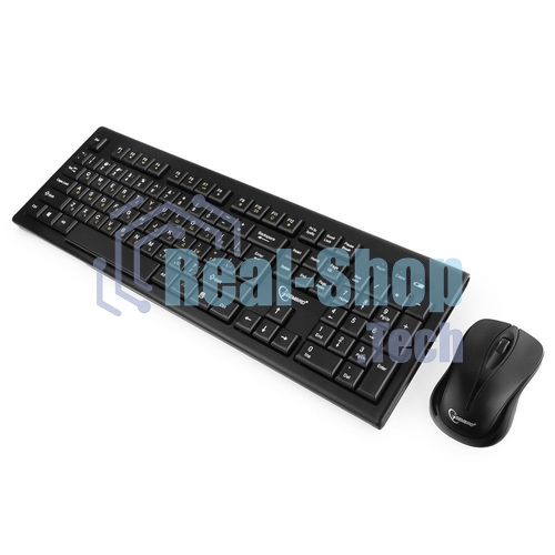 Комплект клавиатура+мышь беспроводные Gembird KBS-8002, 2.4ГГц, черный, 104 клавиши+2 кнопки+колесо кнопка, 1000DPI, батарейки в комплекте