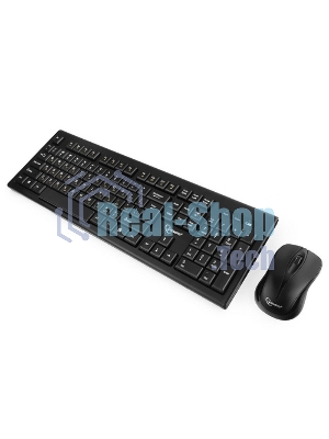 Комплект клавиатура+мышь беспроводные Gembird KBS-8002, 2.4ГГц, черный, 104 клавиши+2 кнопки+колесо кнопка, 1000DPI, батарейки в комплекте