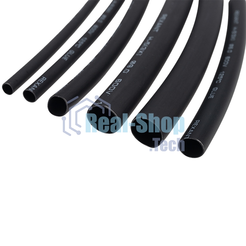 Набор термоусадочных трубок Rexant 10 см №7 черные (КЛЕЕВОЙ)