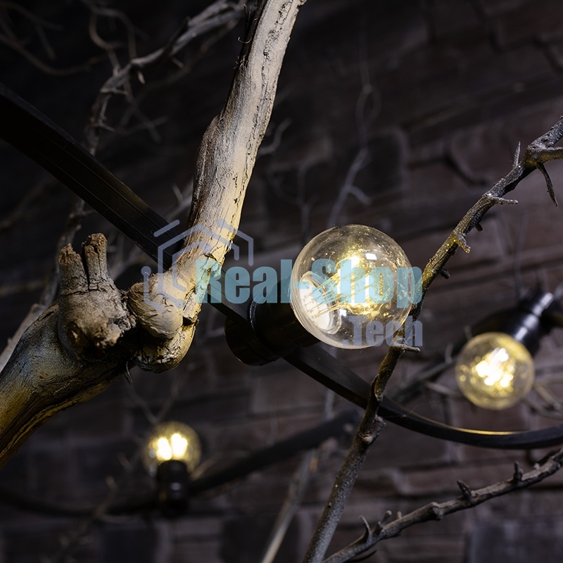 Гирлянда Neon-night LED Galaxy Bulb String 10м, черный каучук, 30 лампx6 LED теплый белый, влагостойкая IP65