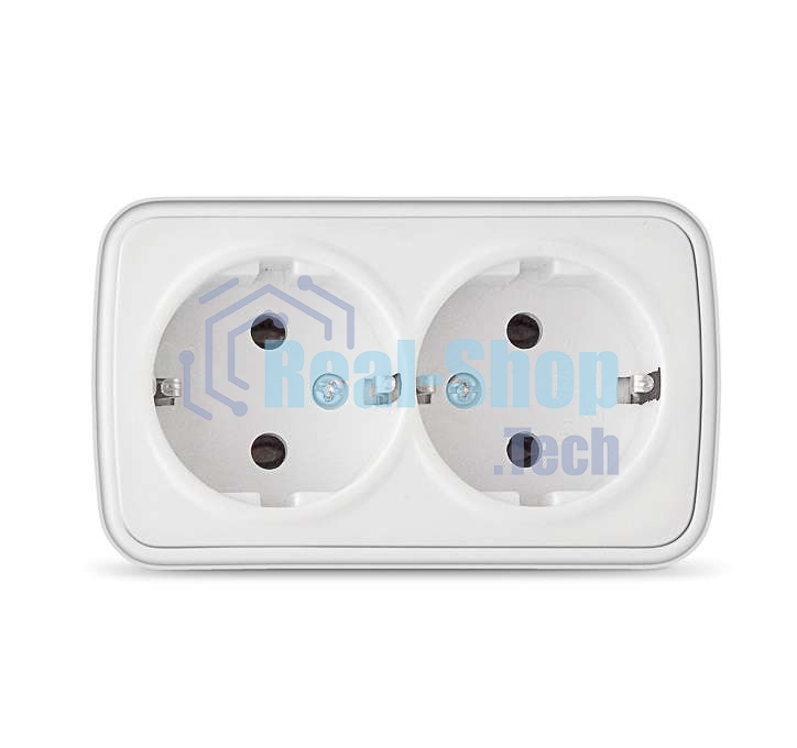 Розетка 2-м ОП Электра с заземл.белый Союз 0020