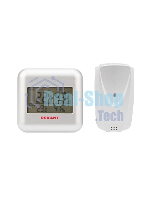 Термометр электронный Rexant S3341BF с часами и беспроводным выносным датчиком