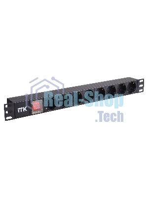 Блок розеток 19 (8шт)PDU с LED выкл.алюм.профиль 1U шнур 2м вилка DIN49440 (нем.станд.) PH12-8D1 ITK