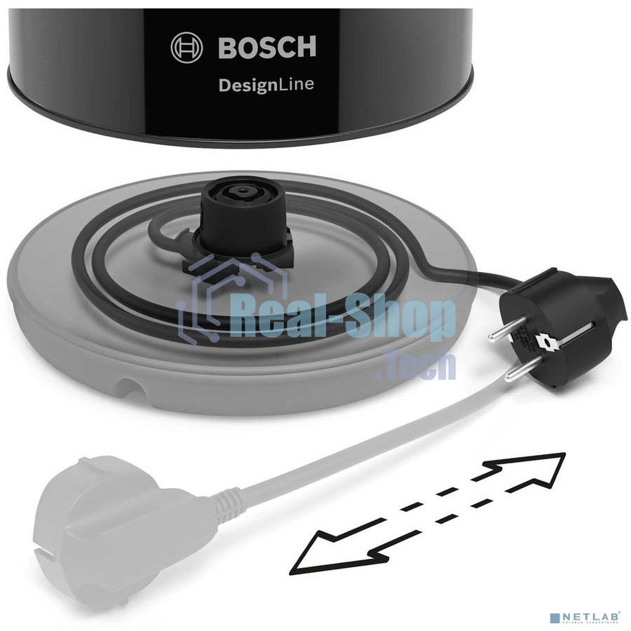 Чайник электрический Bosch TWK3P423 1.7л. 2400Вт черный (корпус: нержавеющая сталь)