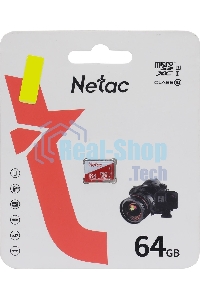 Флеш карта Netac P500 ECO 64Gb MicroSDXC U1/C10 up to 80Mb/s, retail pack card only