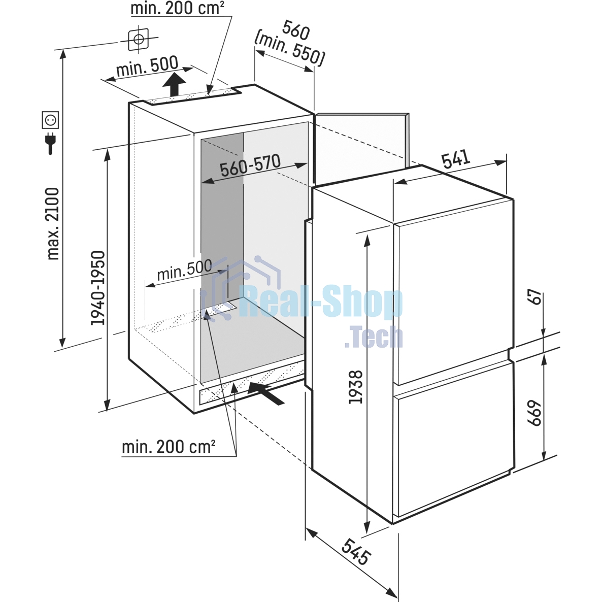 Встраиваемый холодильник Liebherr Plus, ниша 194 см, BioFresh, МК NoFrost 3 контейнера, сенсорный дисплей Touch, door sliding