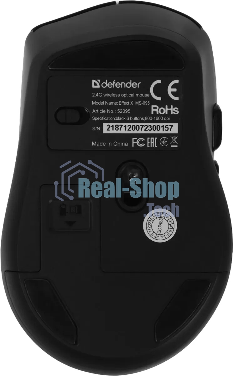 Мышь беспроводная Defender Effect X MS-095 черный, 1600 dpi, радиоканал, USB, кнопки - 6
