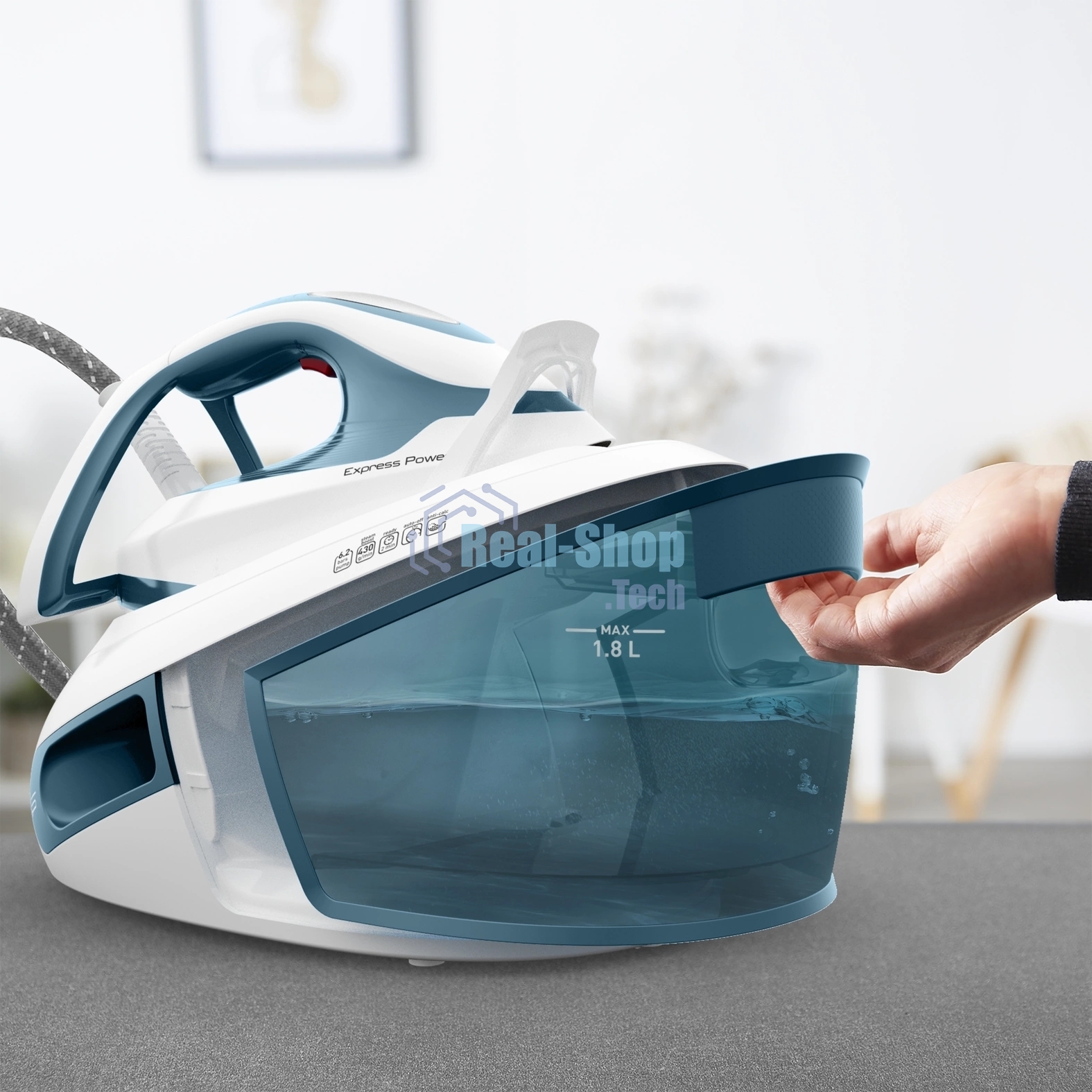 Парогенератор Tefal Express Power SV8111E0 темно-лазурный/белый, 2800 Вт, 120 г/мин, 430 г/мин, 1800 мл