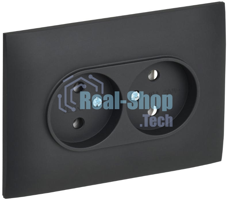 Розетка 2-местная IEK SKANDY SK-R10G 10А (SK-R20-10-K53-F) без заземления, без защитных шторок, 10А в сборе, графит