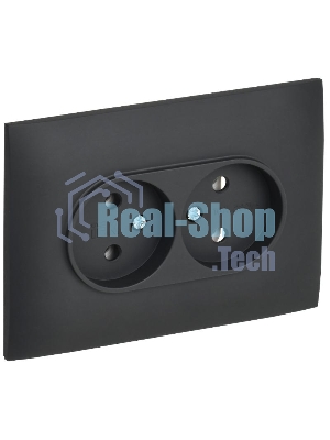 Розетка 2-местная IEK SKANDY SK-R10G 10А (SK-R20-10-K53-F) без заземления, без защитных шторок, 10А в сборе, графит