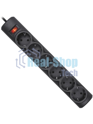 Сетевой фильтр Defender DFS 151 1.8 m, 6 розеток, черный