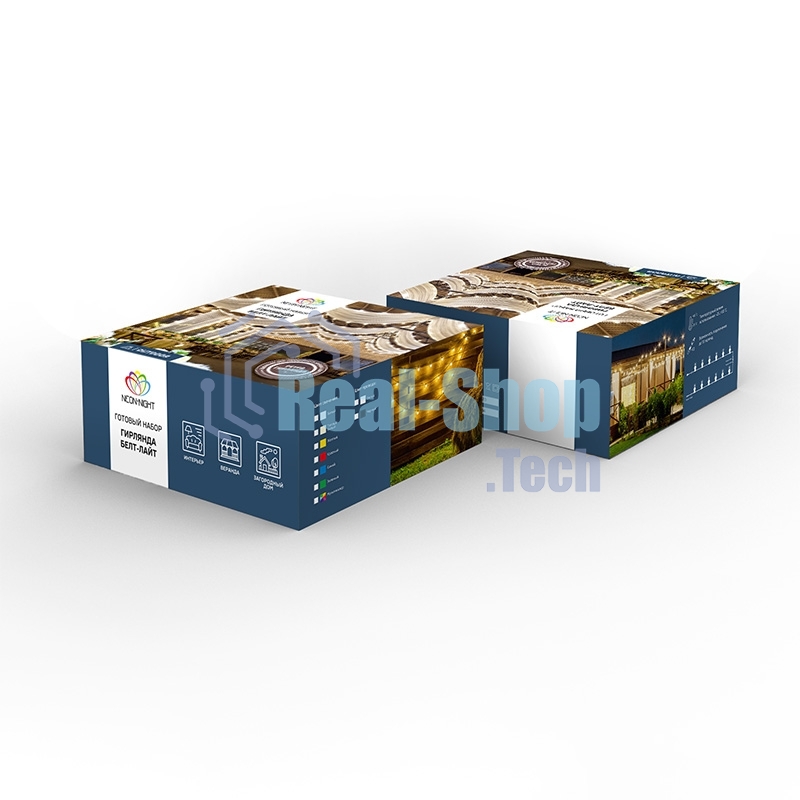 Гирлянда Neon-night LED Galaxy Bulb String 10м, черный каучук, 30 лампx6 LED теплый белый, влагостойкая IP65