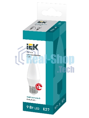 Лампа светодиодная LED 9Вт 230В 4000К E27 свеча LLE-C35-9-230-40-E27 IEK