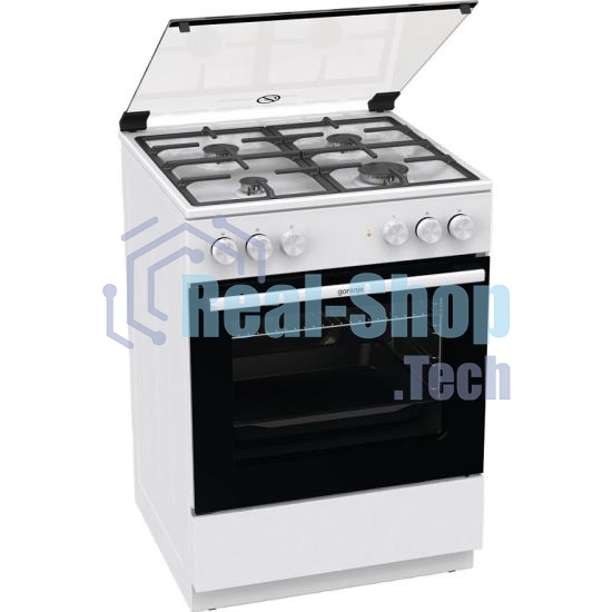 Плита комбинированная Gorenje GK6A20WF белый, конфорок 4 газовых, духовка 65 л, 60 см x 85 см x 60 см