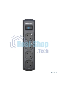 Сетевой фильтр ZIS (Pilot) m Max 4 розетки (евро с заземлением), 15А/3.3 кВа, автомат, 1.8 м, серый графит Surge protector Pilot m Max 4 euro outlets, 15А/3.3кВа, 1.8m
