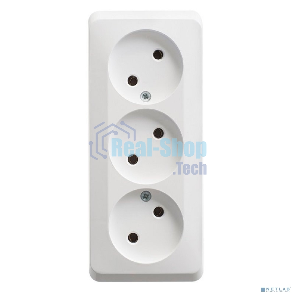 Розетка 3-м ОП Этюд 16А IP20 без заземл. без защ. шторок белый SchE PA16-009B