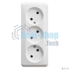 Розетка 3-м ОП Этюд 16А IP20 без заземл. без защ. шторок белый SchE PA16-009B