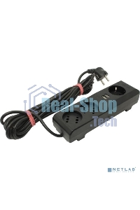 Сетевой фильтр Surge protector Pilot 3G 3xGP euro outlets, 10А/2.2 кВа, 2xUSB, 1.8m, черный