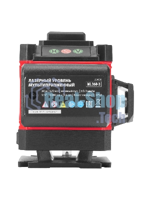 Лазерный уровень м-призм. MTX ML 360-3 Pro SET, 30 м, акк. Li 3000 мА·ч, состоит из 2 частей