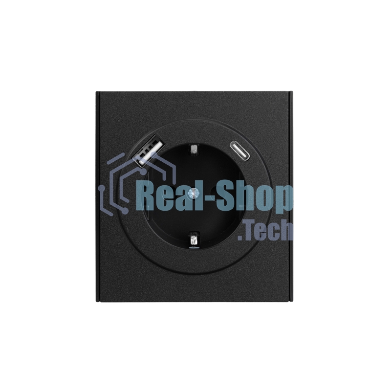 Розетка Kranz STRONG 1-ая с/з с/у з/ш 16А с USB A+C быстрой зарядки 5В/3А антрацит