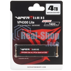 Накопитель SSD Patriot Viper VP4300, 2Tb, PCIe 4.0 x4, M.2 2280, NVMe, R/W 7400/6800, с радиатором