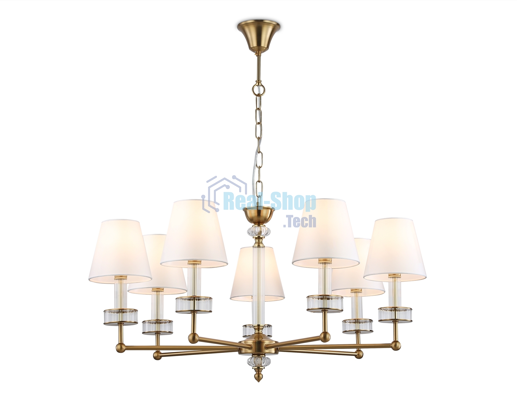 Люстра Ambrella light LH71023/7 BS/WH латунь/белый E14*7 max 40W D820*1130