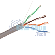 Кабель Exegate EX256748RUS Кабель UTP 4 пары кат.5e Exegate бескислородная медь, FLUKE® test pass, бухта 305м, серый, PVC