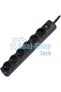 Сетевой фильтр Defender DFS 151 1.8 m, 6 розеток, черный