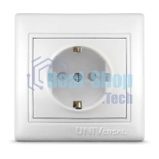 Розетка 1-м СП Севиль 16А IP32 с заземл. защ. шторки бел. UNIVersal С0049