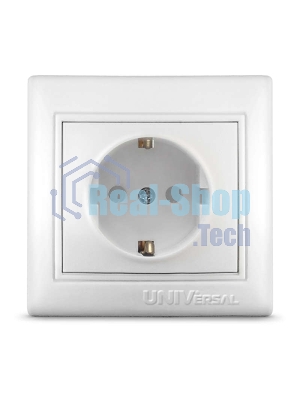 Розетка 1-м СП Севиль 16А IP32 с заземл. защ. шторки бел. UNIVersal С0049
