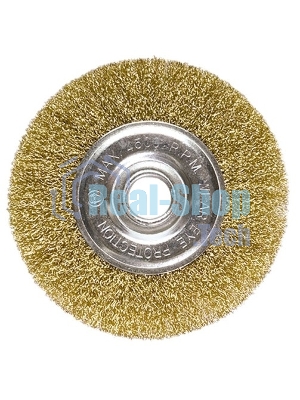 Щетка Matrix для УШМ, 200 мм, посадка 22,2 мм, плоская, латунированная витая проволока