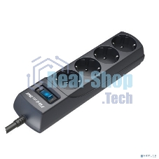 Сетевой фильтр ZIS (Pilot) m Max 4 розетки (евро с заземлением), 15А/3.3 кВа, автомат, 1.8 м, серый графит Surge protector Pilot m Max 4 euro outlets, 15А/3.3кВа, 1.8m