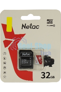 Флеш карта Netac P500 ECO 32Gb MicroSDHC C10 up to 80Mb/s, retail pack with SD Adapter