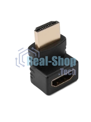 Переходник GoPower HDMI (m)-HDMI (f) угловой 4K 60Hz черный в пакете (1/500)